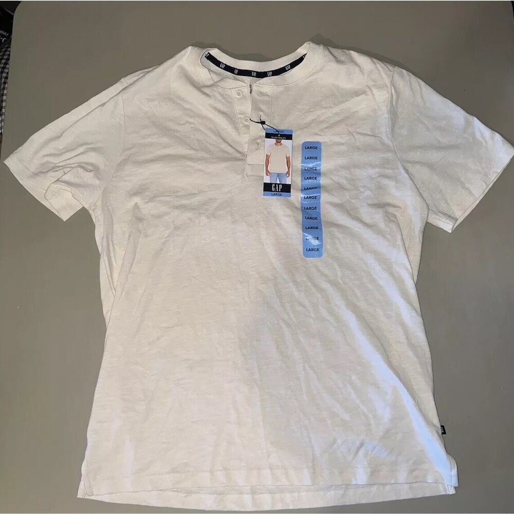 Gap Slub Henley Men’s LG Turtledove 3 Button Shirt - READ-